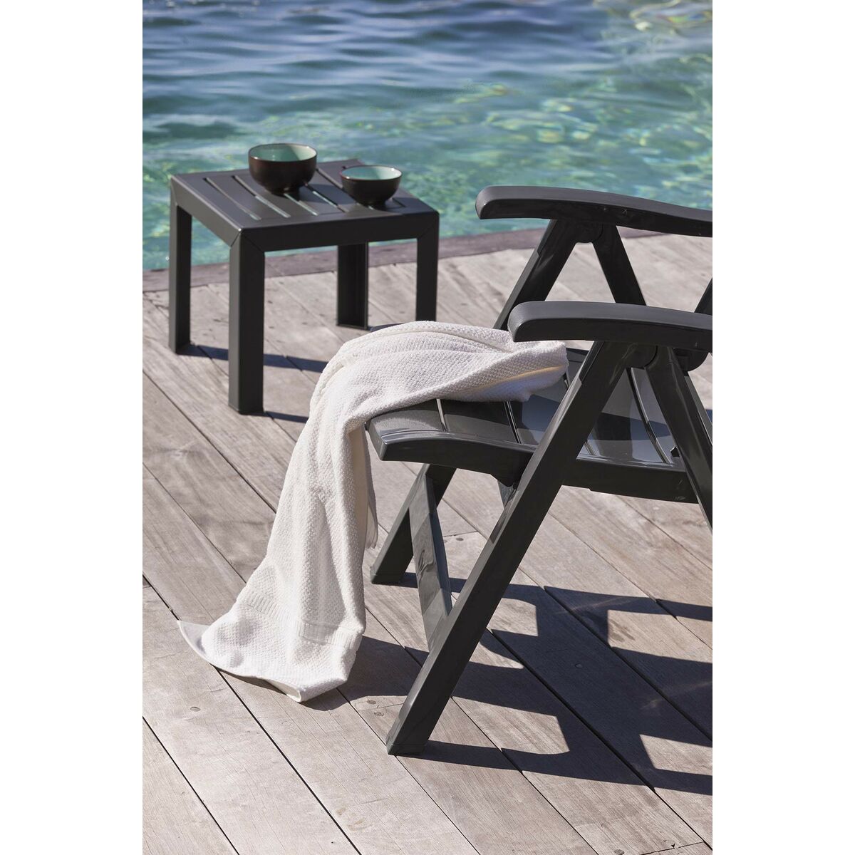 Side table Grosfillex Anthracite Resin Plastic 40 x 40 x 35 cm-2