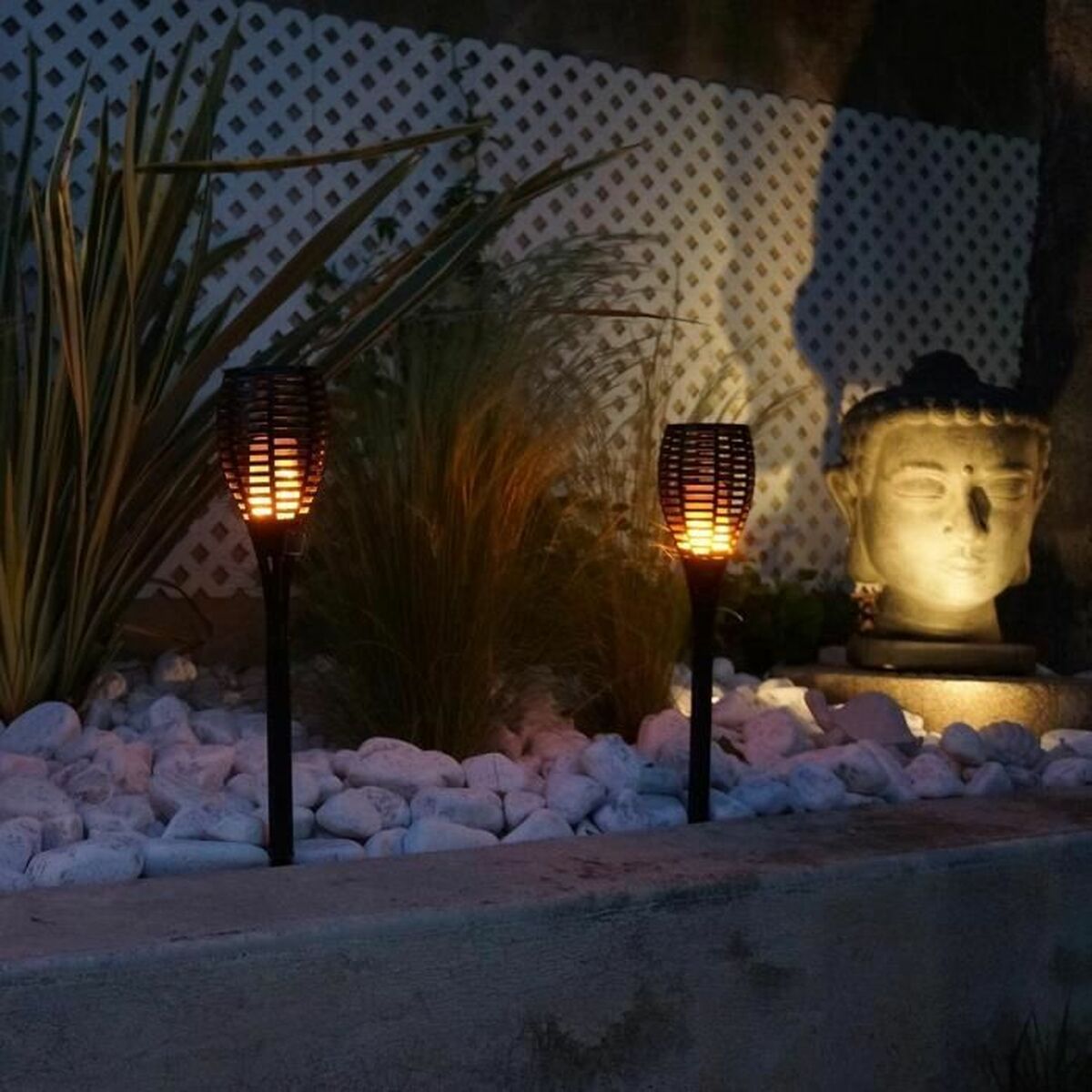 Set of solar garden torch lights Lumi Garden Maity Sun Mini Black Plastic 70 cm (2 Units)-2