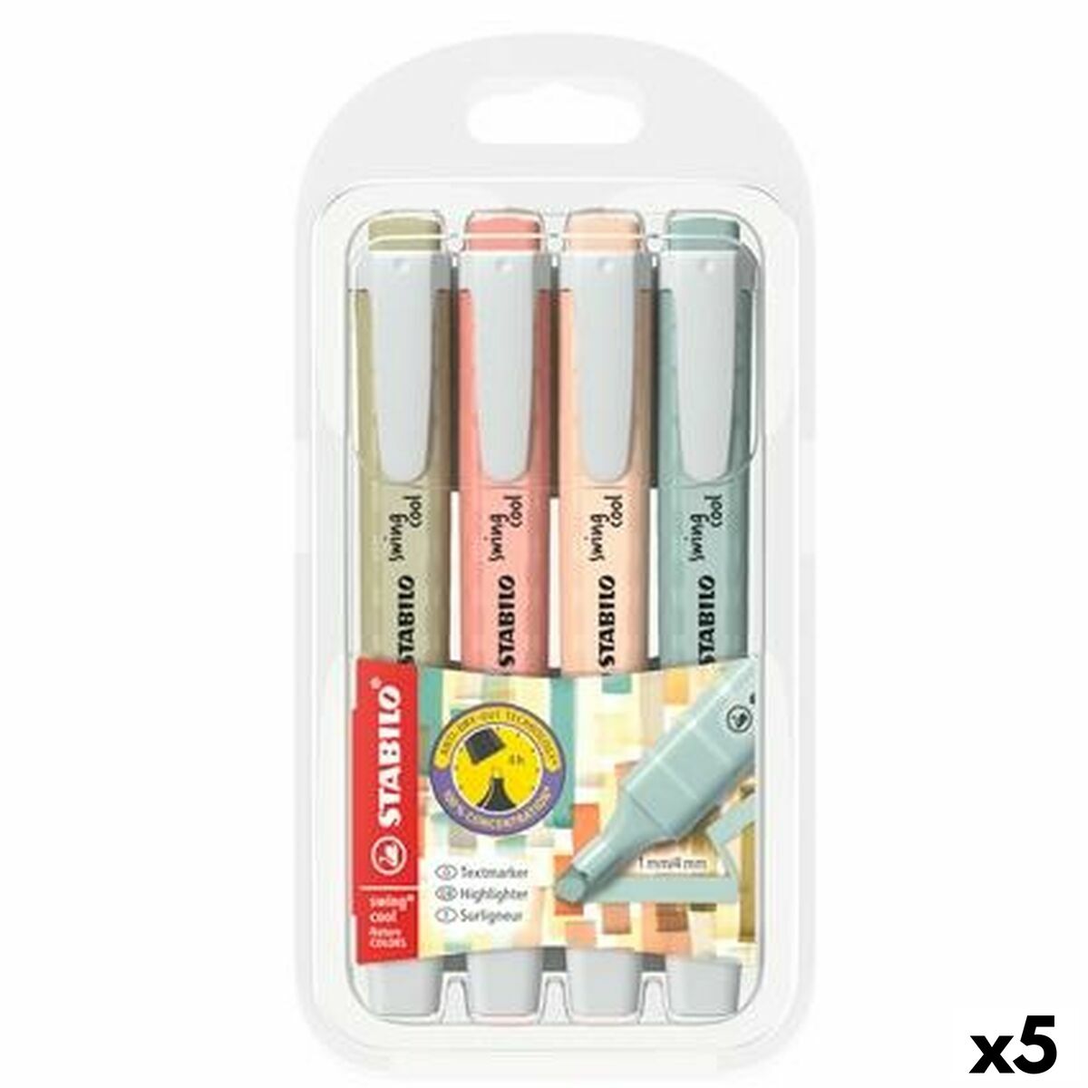 Fluorescent Marker Set Stabilo SWING COOL NATURECOLORS Multicolour 4 Pieces (5 Units)-0