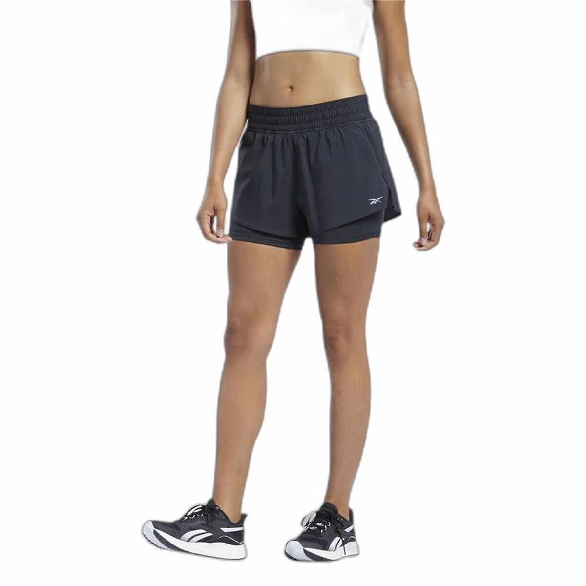 Sports Shorts for Women Reebok Wor Run 2 In 1 Short Black-8