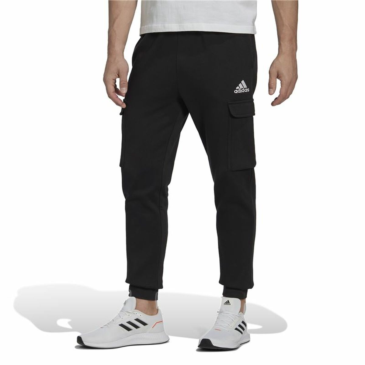 Long Sports Trousers Adidas Essentials Fleece Black Men-8