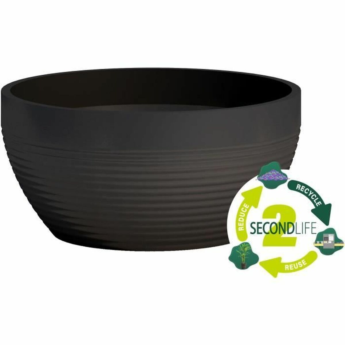 Plant pot Garden ID Black 35 x 16 cm-2