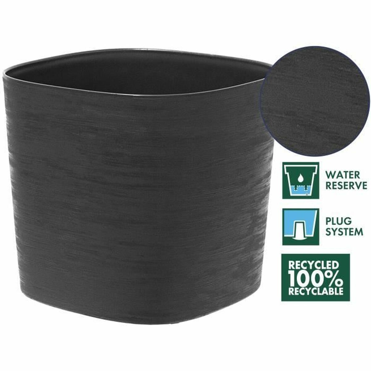 Self-watering flowerpot Garden ID Black 40 x 40 cm-3