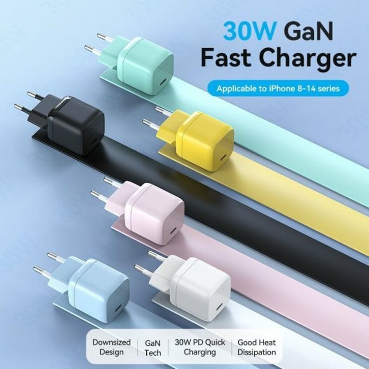 Wall Charger Vention FAKW0-EU 30 W USB-C Yellow-6