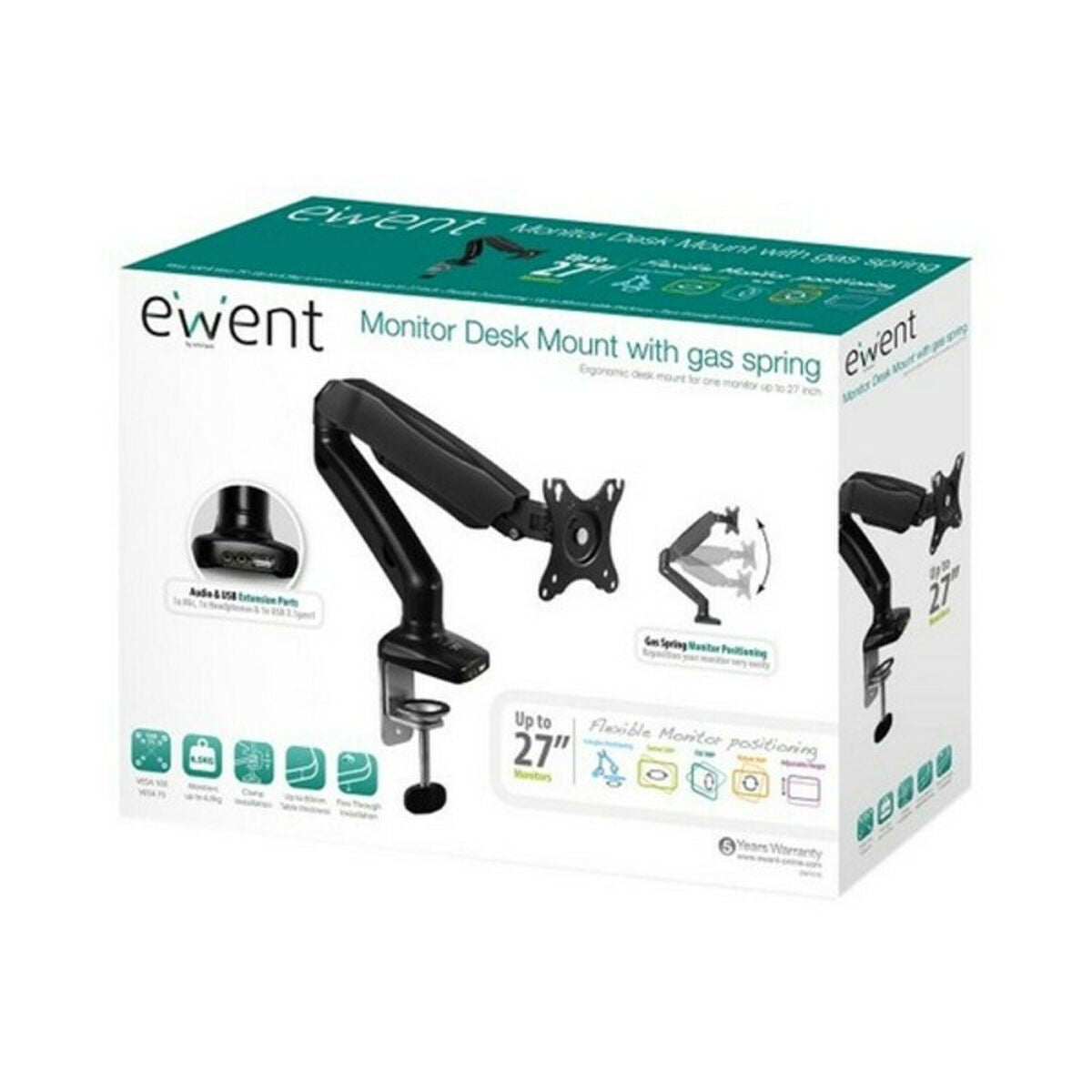 TV Desk Support Ewent EW1515 13"-27" 9 kg-0