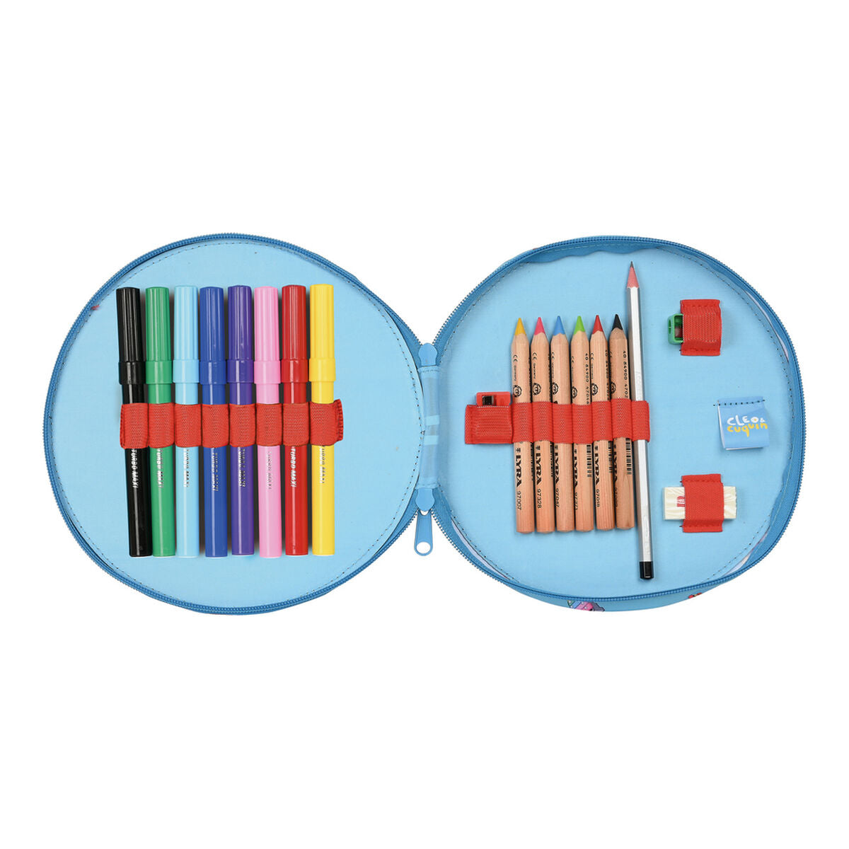 Pencil Case Cleo & Cuquin Good Night Circular Blue (18 Pieces)-2