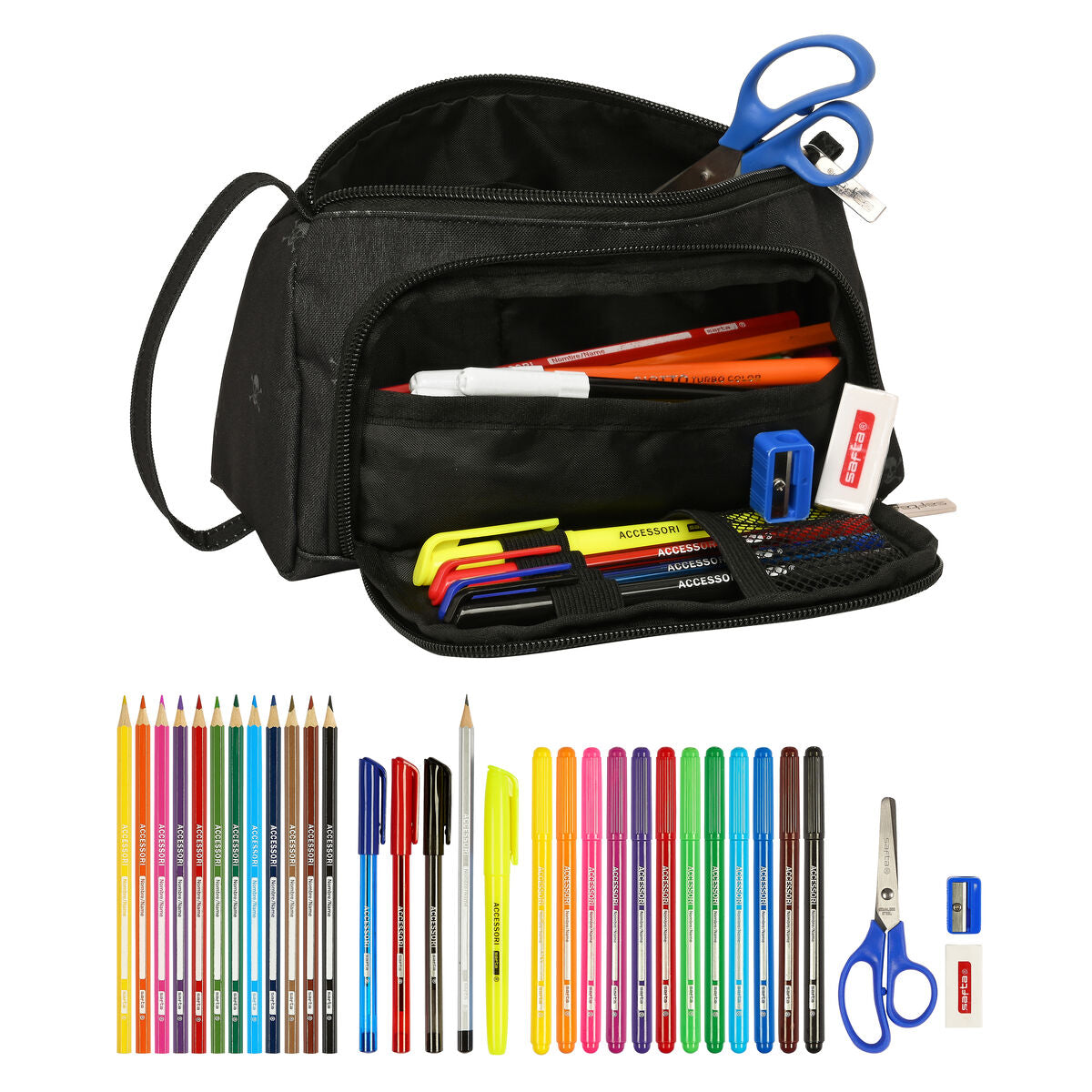 School Case with Accessories Safta California Black 20 x 11 x 8.5 cm (32 Pieces)-2