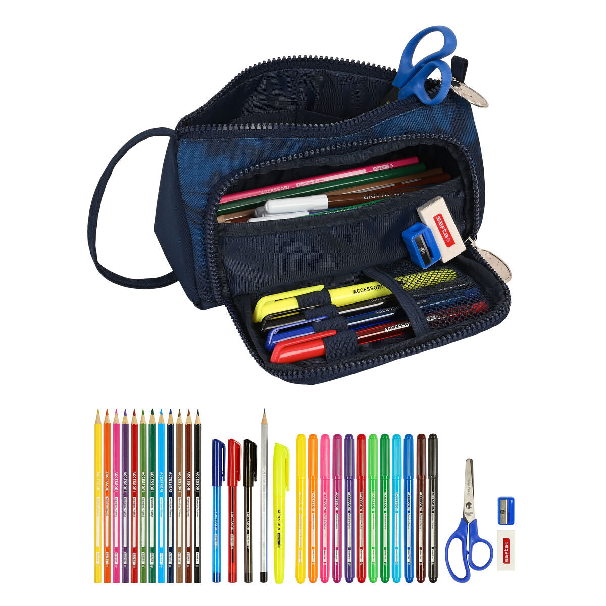 School Case with Accessories Batman Legendary Navy Blue 20 x 11 x 8.5 cm (32 Pieces)-2