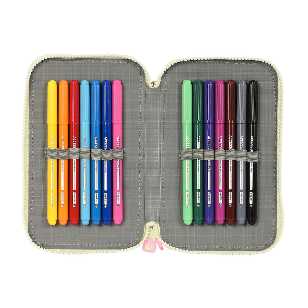 School Case with Accessories Glow Lab Magic flow Beige 12.5 x 19.5 x 4 cm (28 Pieces)-3