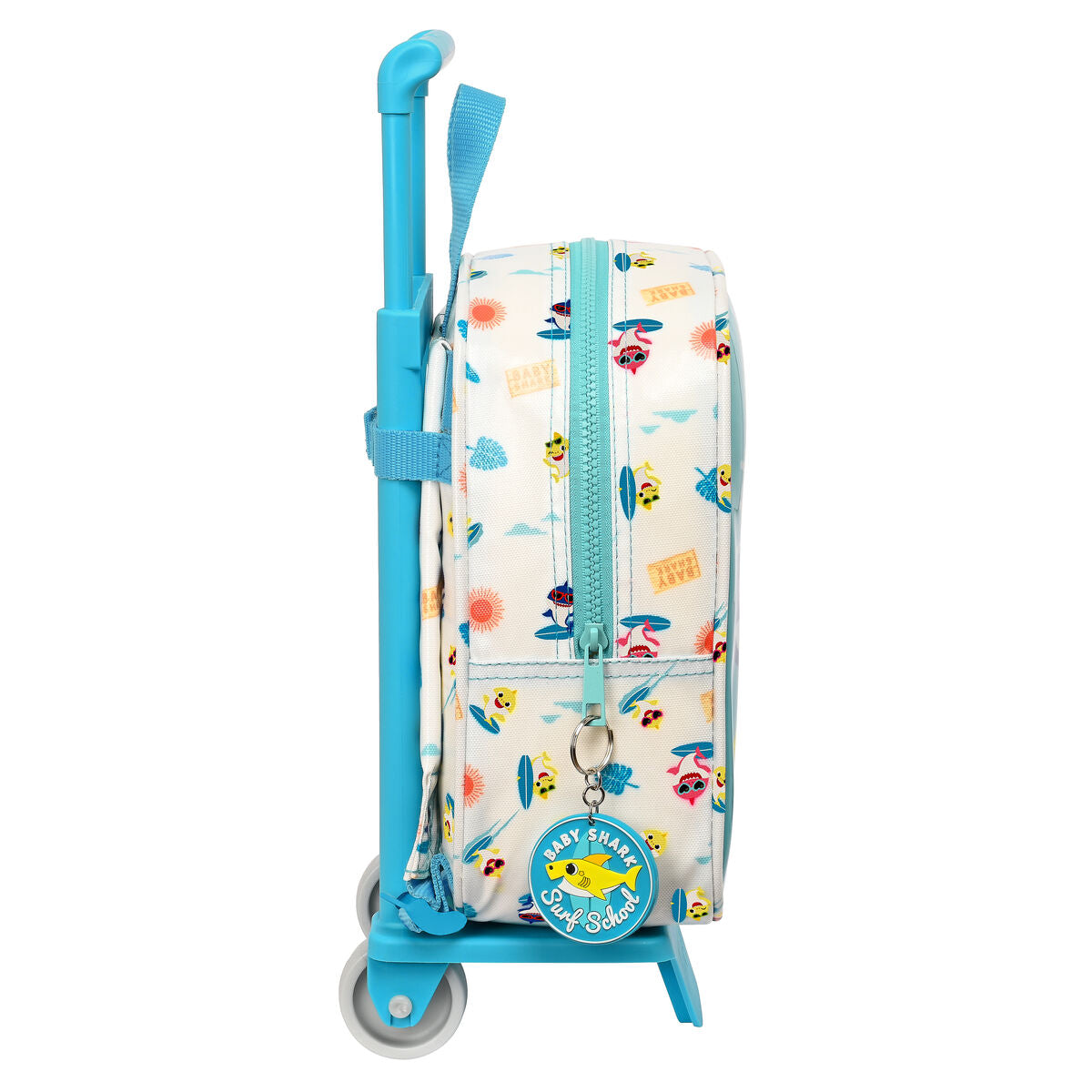 School Rucksack with Wheels Baby Shark Surfing Blue White 22 x 27 x 10 cm-2