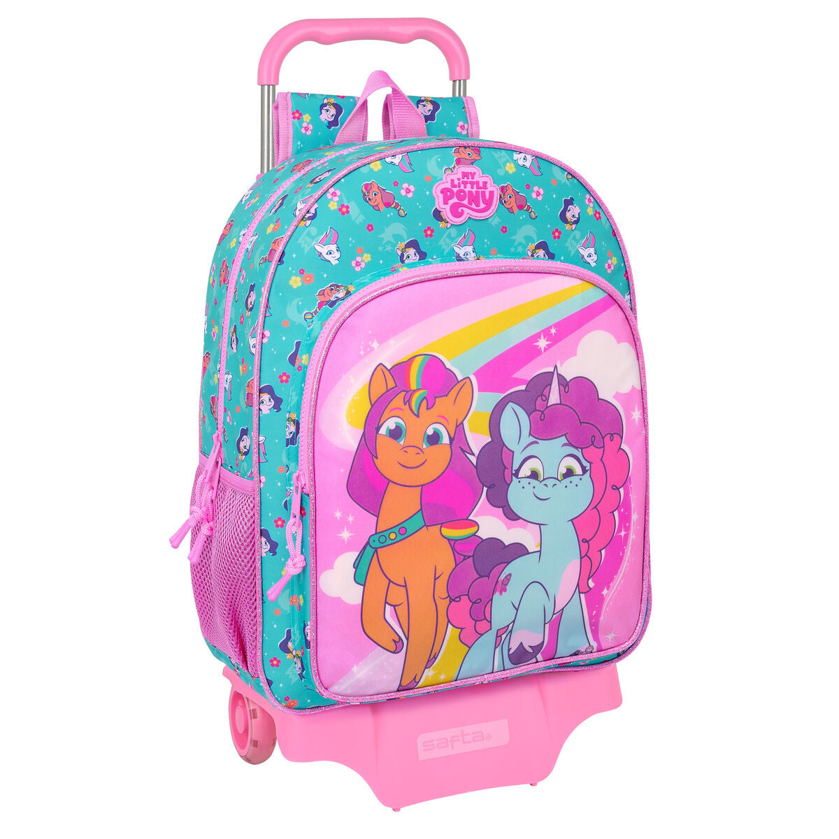 School Rucksack with Wheels My Little Pony Magic Pink Turquoise 33 x 42 x 14 cm-0