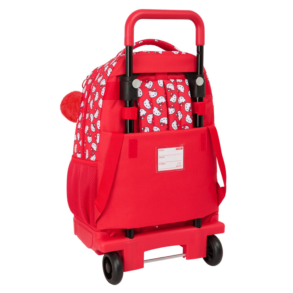 School Rucksack with Wheels Hello Kitty Iconic White Red 33 x 45 x 22 cm-1