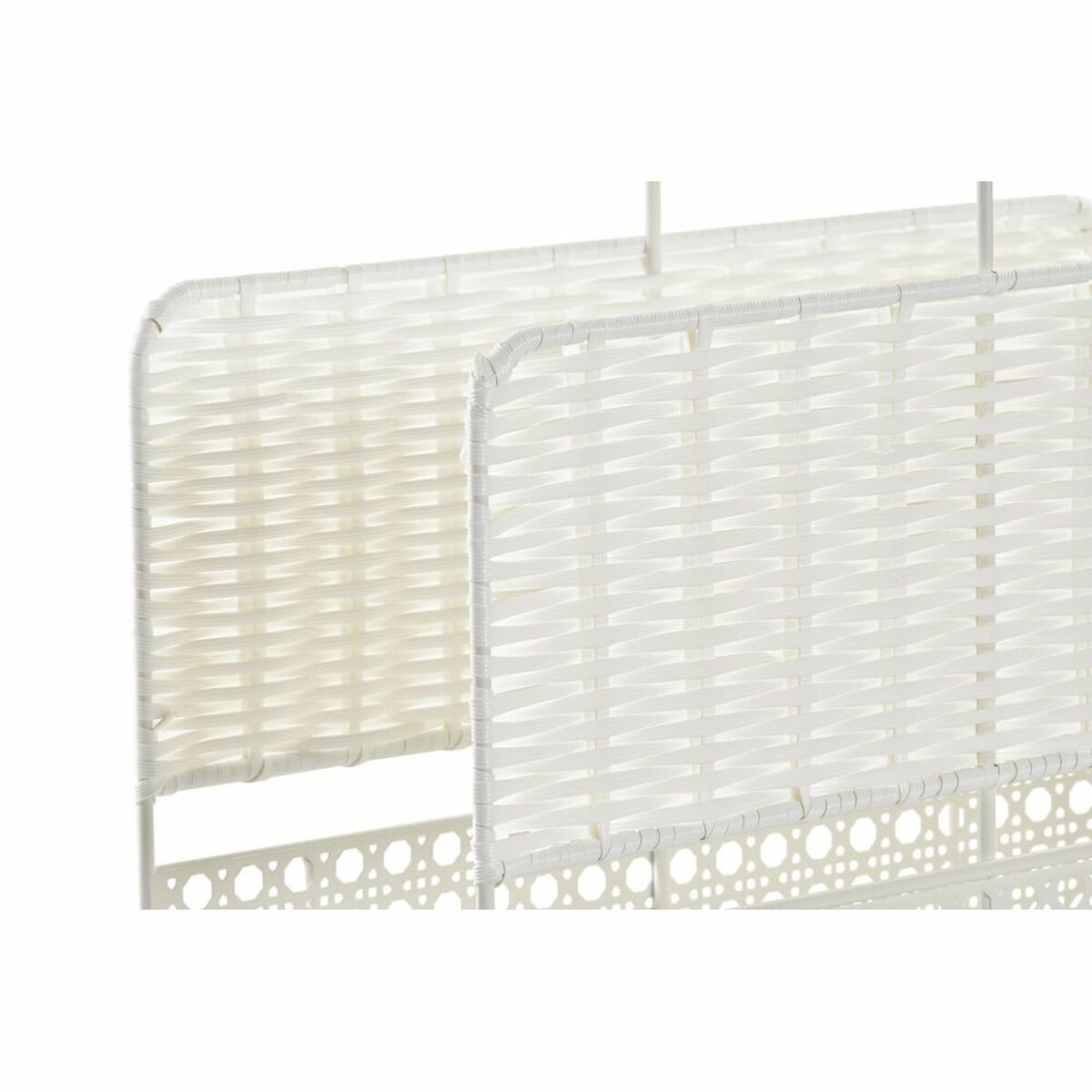 Magazine rack DKD Home Decor White Natural Metal wicker Boho 36,5 x 15 x 41 cm-1