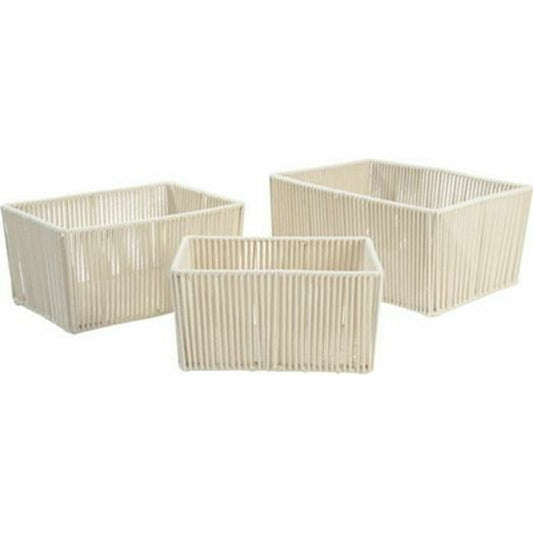 Basket set DKD Home Decor Beige Metal 40 x 30 x 20 cm 3 Pieces-0