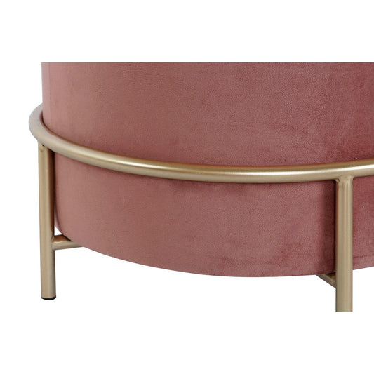 Footrest DKD Home Decor Pink Golden Metal Velvet 48 x 48 x 47 cm-1