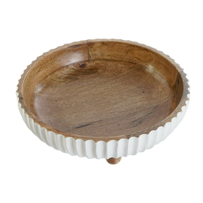 Centerpiece DKD Home Decor White Dark brown Mango wood 25 x 25 x 9 cm-3