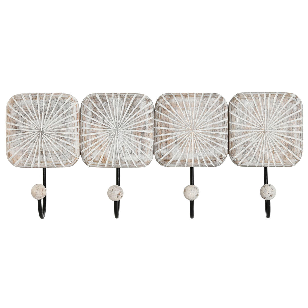Wall mounted coat hanger Home ESPRIT White Black Iron Mango wood Urban 41 x 7 x 17 cm-0
