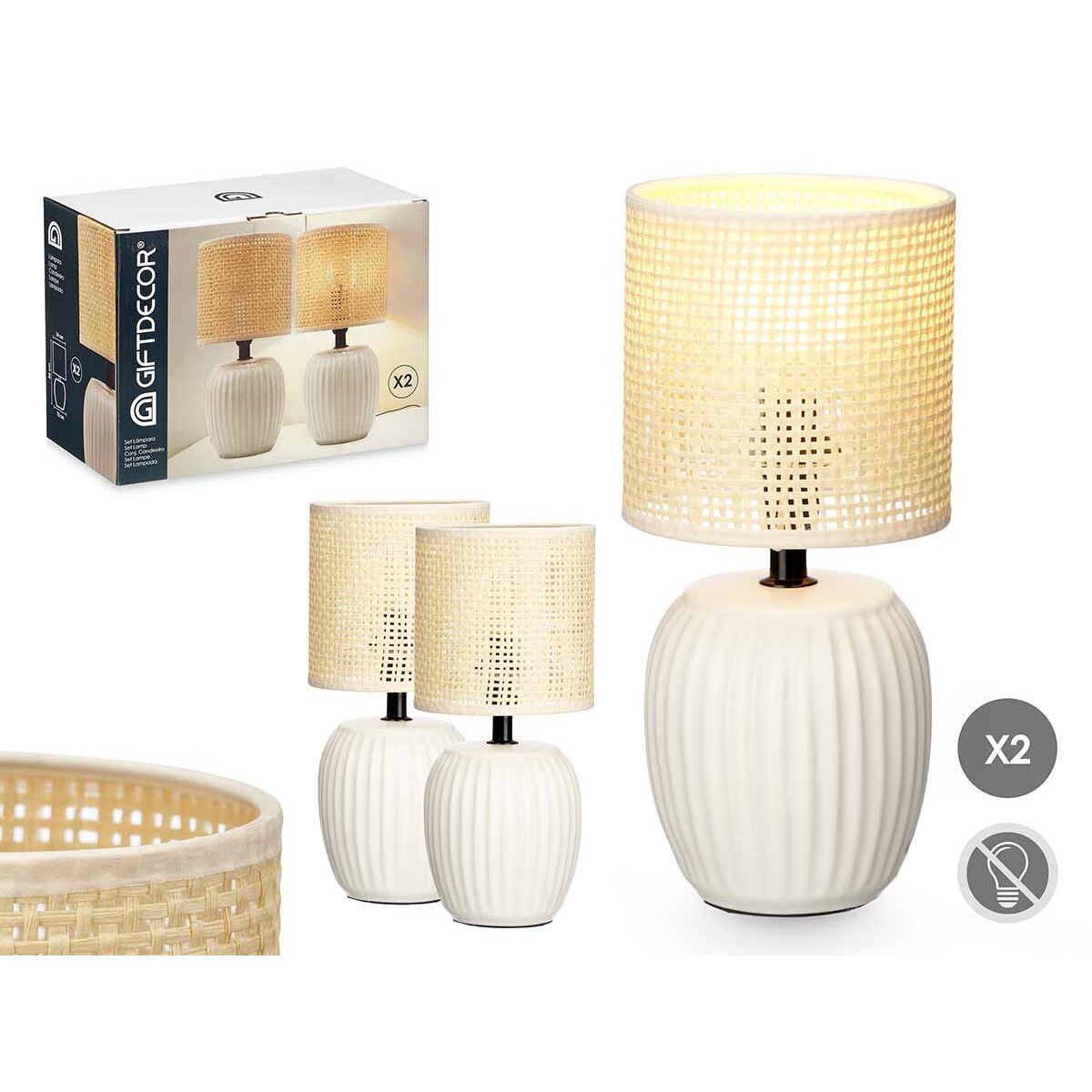 Desk lamp Gift Decor White 60 W 2 Units-3