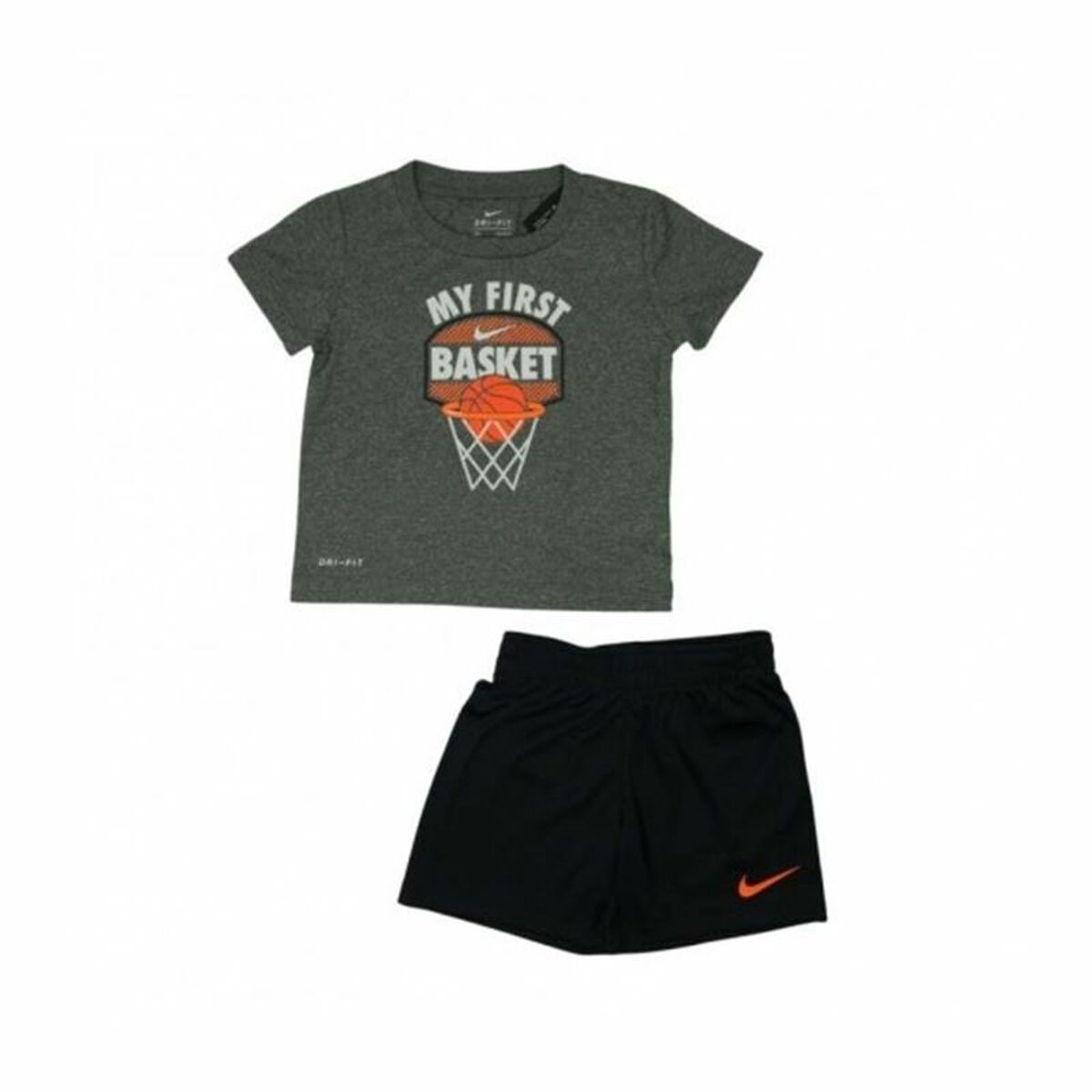 Children's Sports Outfit Nike My First Basket Black Grey 2 Pieces-0
