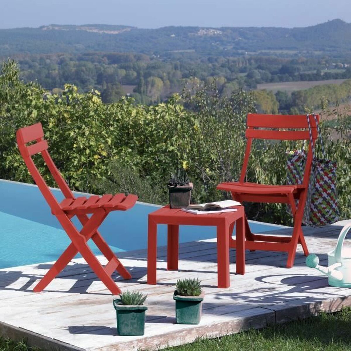 Side table Grosfillex Miami Red 40 x 40 x 41 cm-1