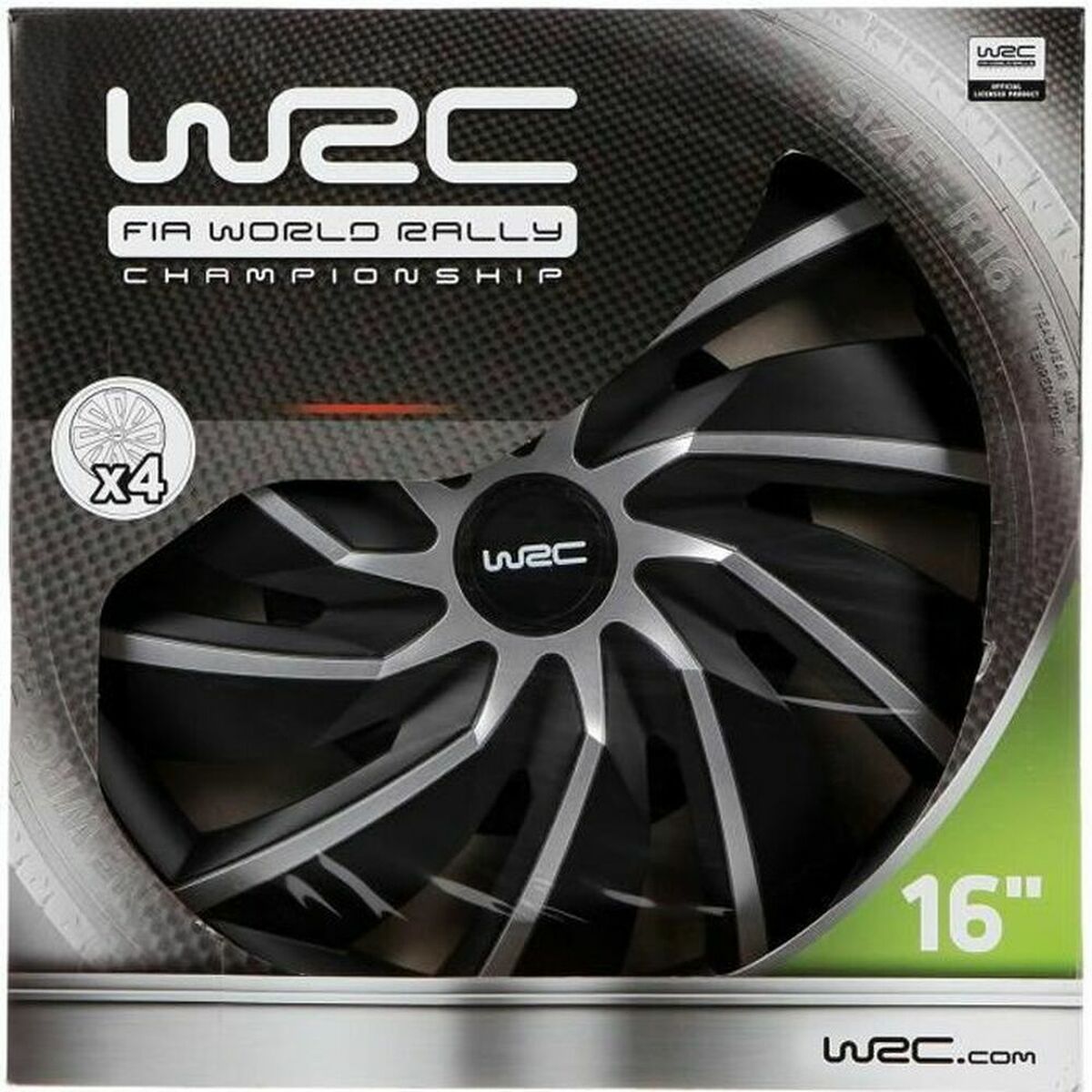 Hubcap WRC WRC 4 Turbo Grey Silver Matte back 16" 4 Pieces-0