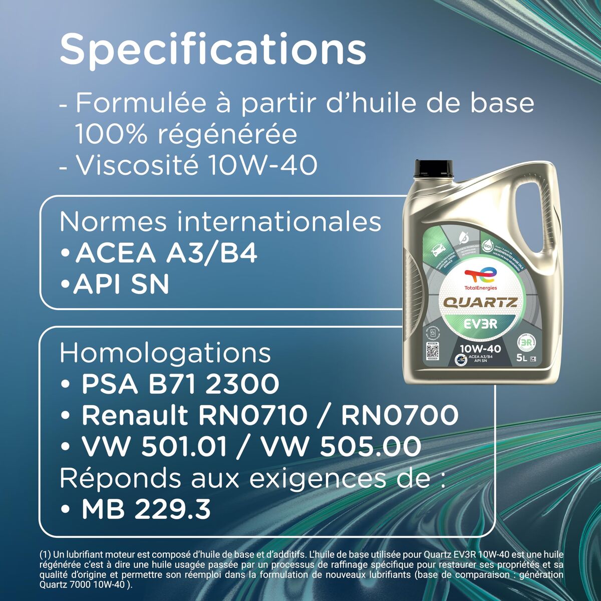 Car Motor Oil Totalenergies Quartz EV3R 10W40 5 L-5