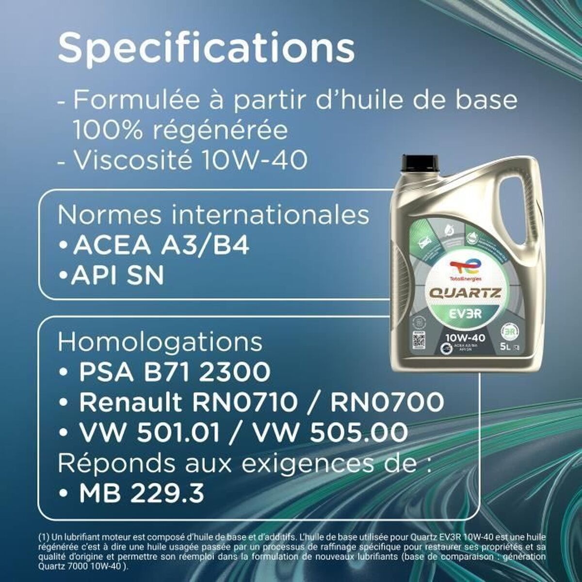 Car Motor Oil Totalenergies Quartz EV3R 10W40 5 L-10