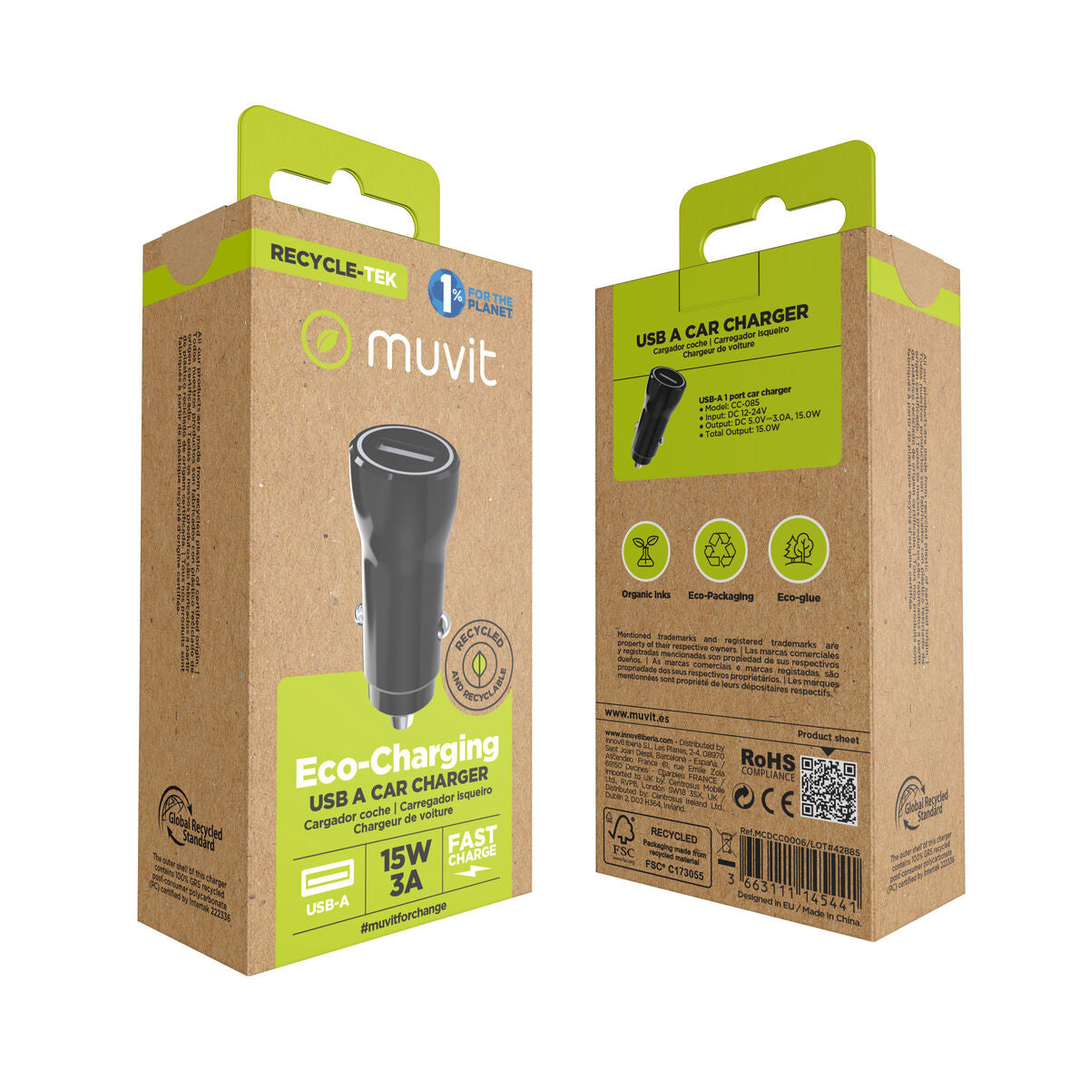 Car Charger Muvit Black 12 W-2