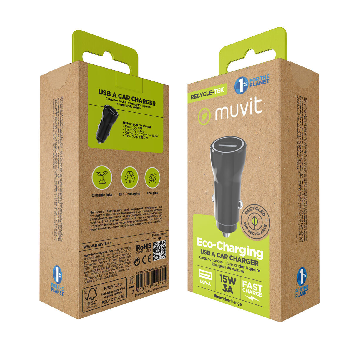 Car Charger Muvit Black 12 W-1