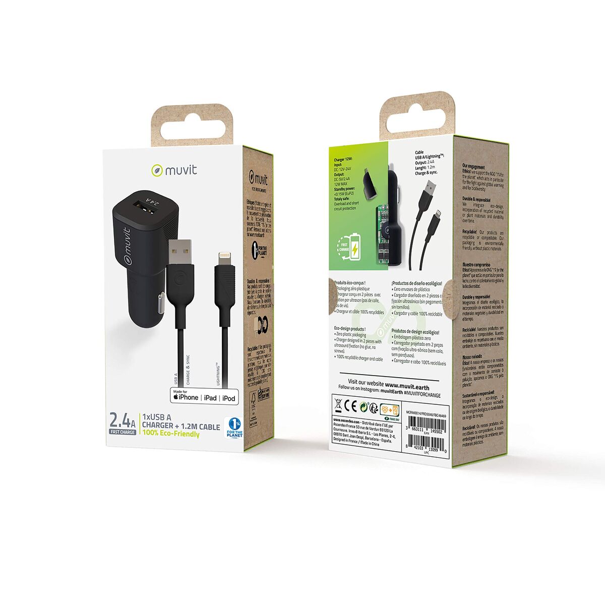 Car Charger Muvit 1,2 m Black-6