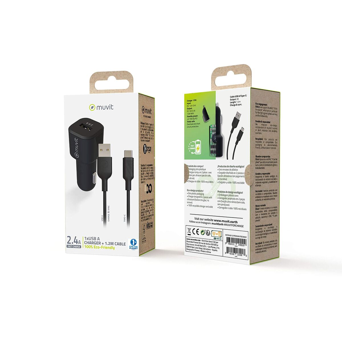 Electric car charger Muvit 1,2 m Black-5