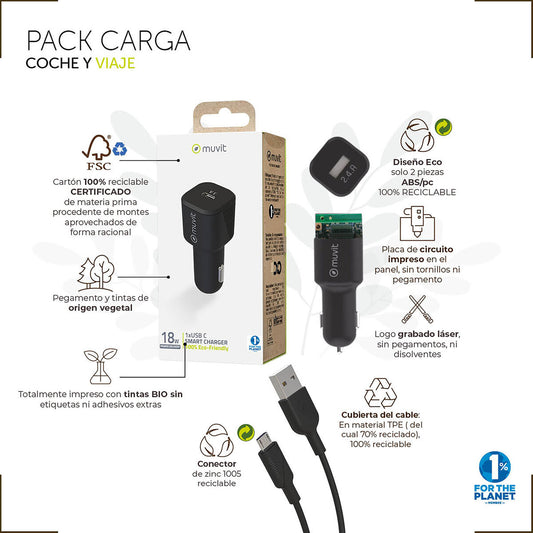 Electric car charger Muvit 1,2 m Black-1