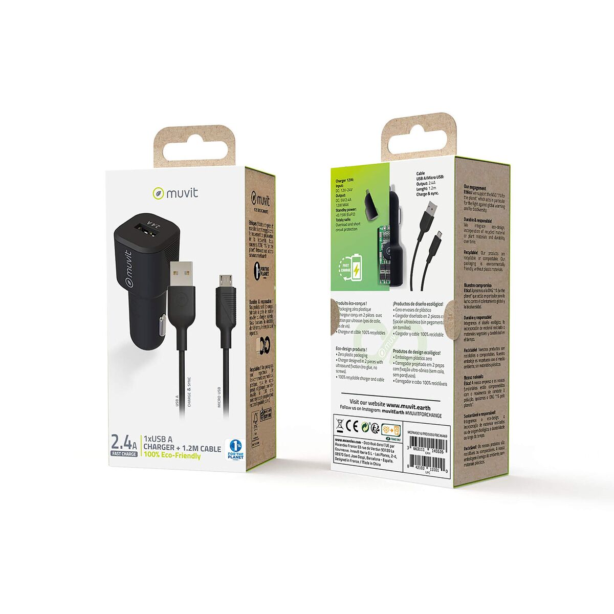 Electric car charger Muvit 1,2 m Black-5