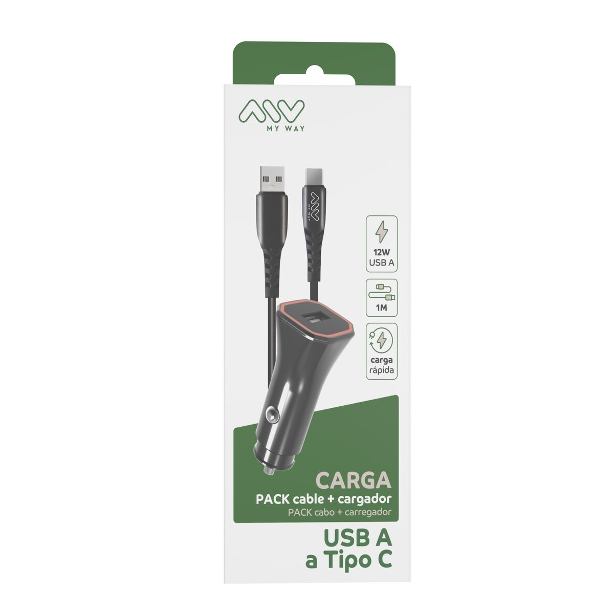 Car Charger Myway 1,2 m Black-4