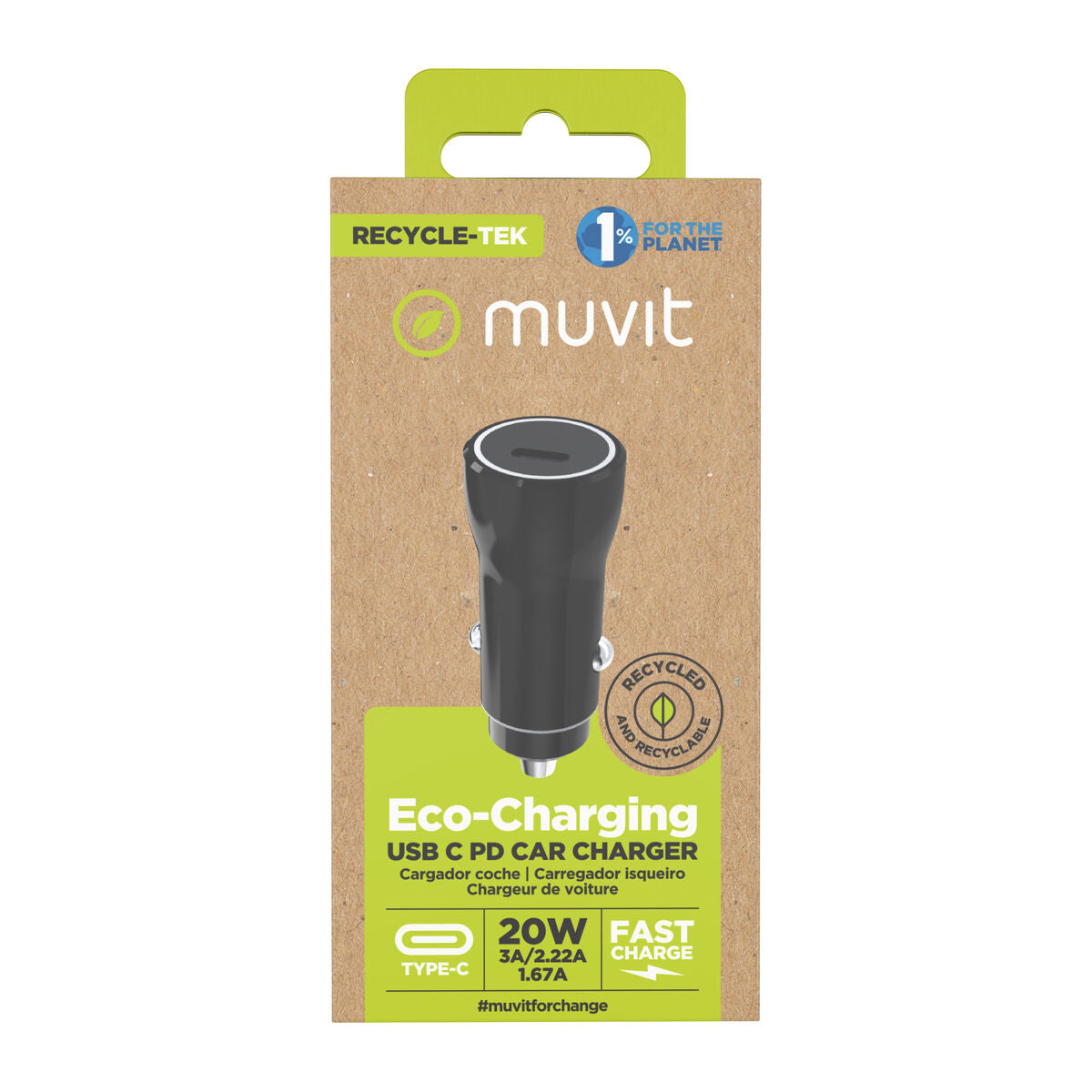 Car Charger Muvit for Change Black 20 W-1
