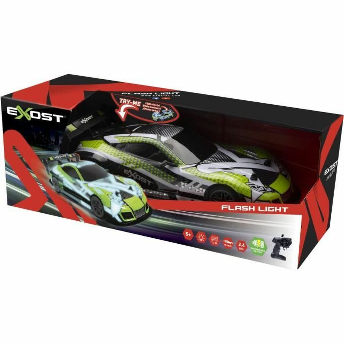 Remote-Controlled Car Exost Flash Light 1:14 Green Vert-1