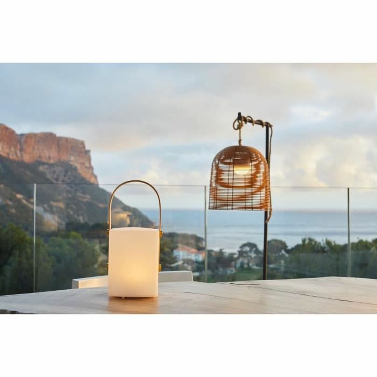 Desk lamp Lumisky Tiky 10 x 10 x 25 cm White Brown Bamboo Plastic-2