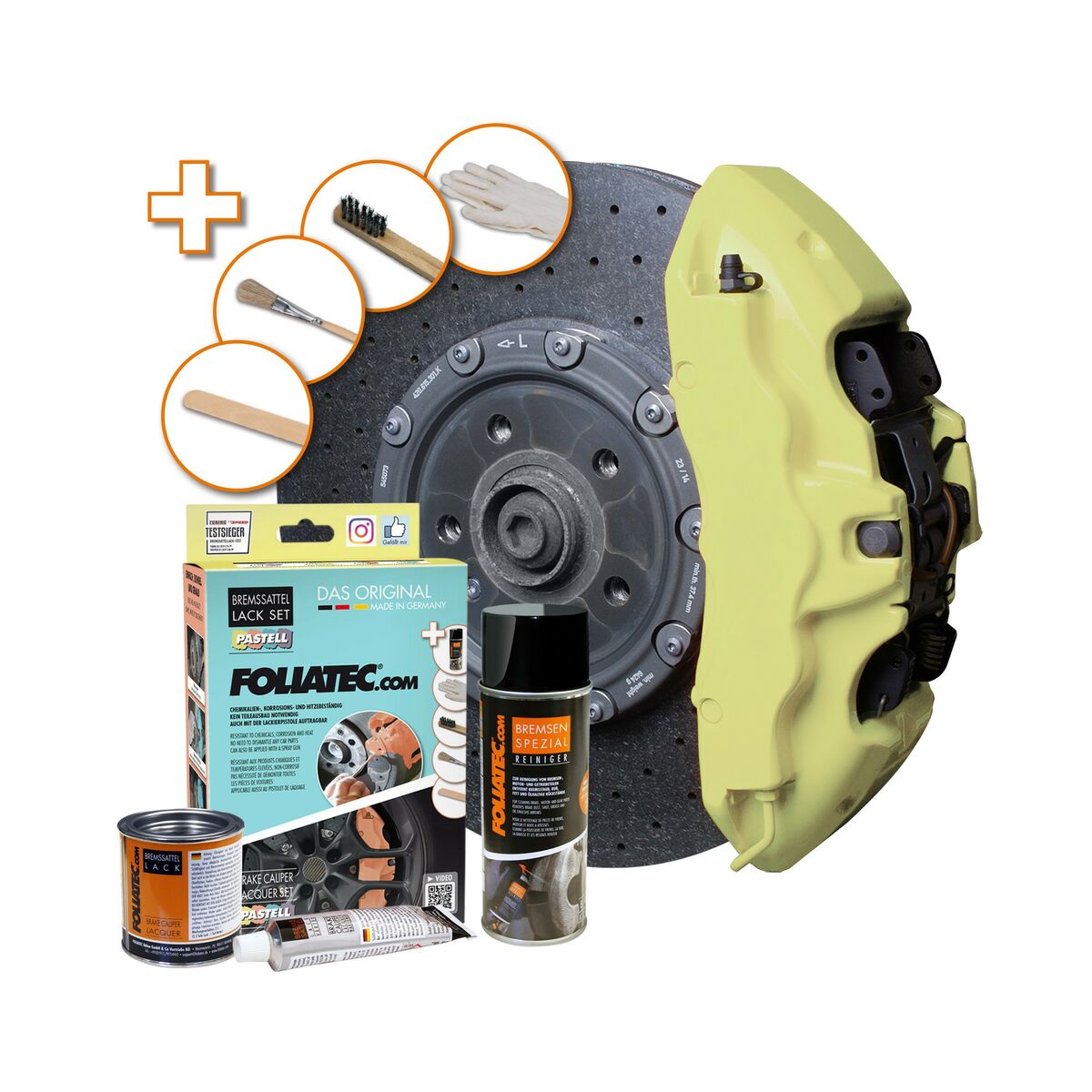 Painting set Foliatec FO2221 Brake Calipers Vanilla Yellow-0