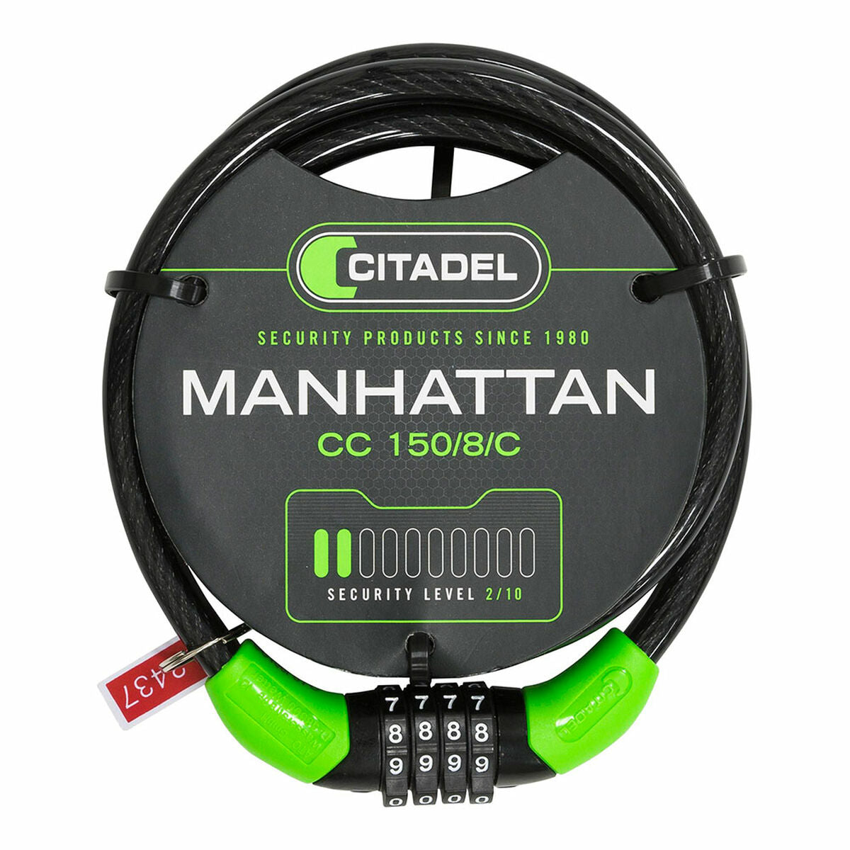 Cable with padlock Citadel Manhattan cc 150/8/c Combination Black 150 cm-0