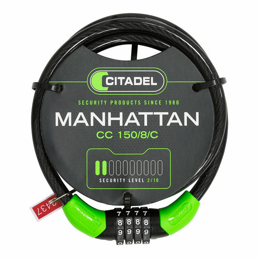 Cable with padlock Citadel Manhattan cc 150/8/c Combination Black 150 cm-0