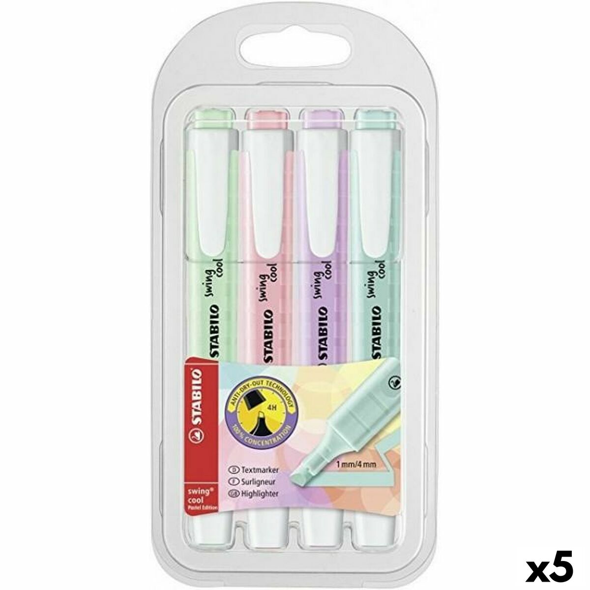 Highlighter Stabilo Swing Cool Pastel Multicolour (5 Units)-0