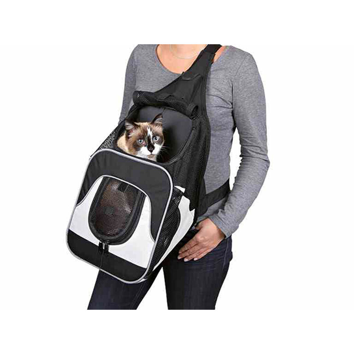 Pet Backpack Trixie Savina Black Grey 30 × 33 × 26 CM-0