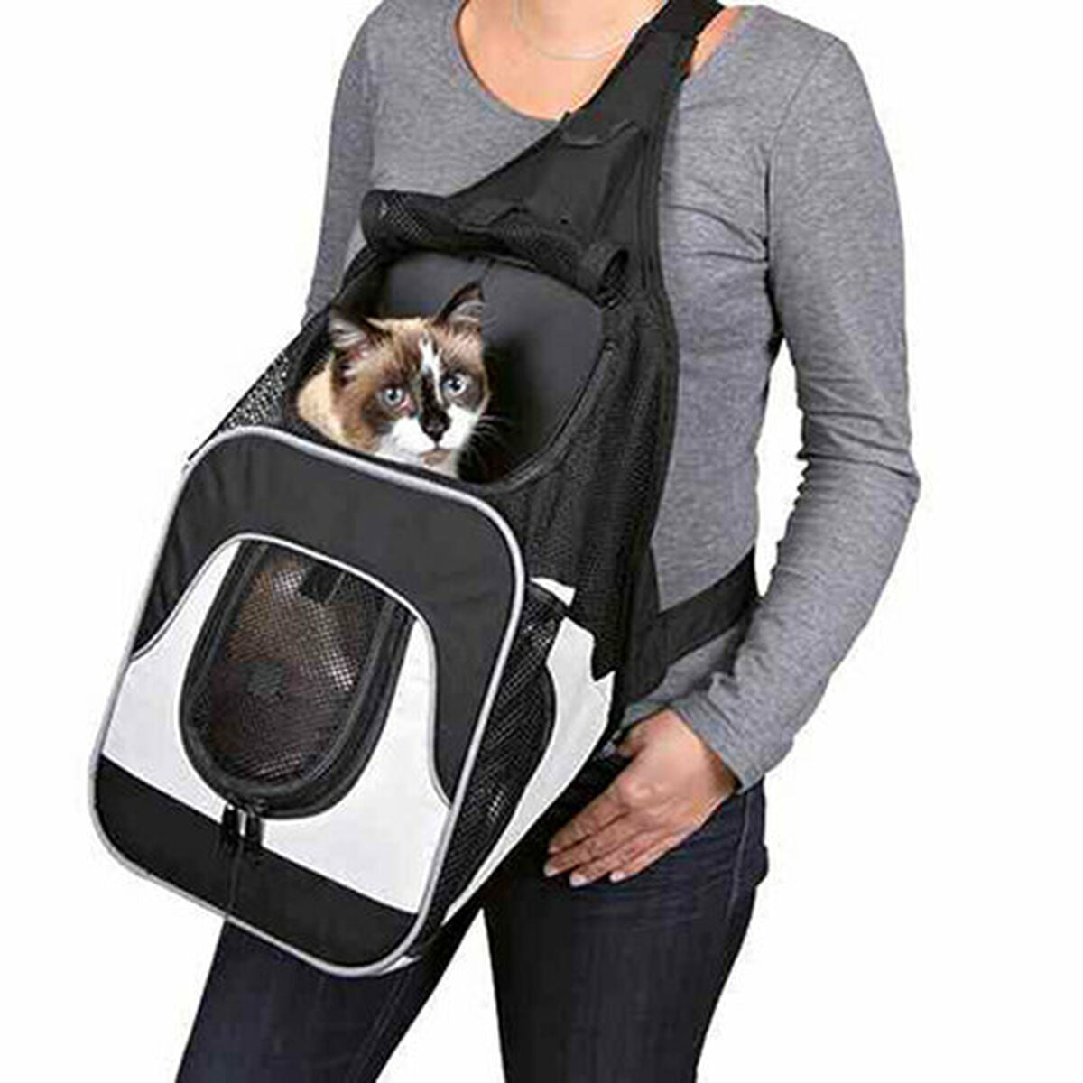 Pet Backpack Trixie Savina Black Grey 30 × 33 × 26 CM-5
