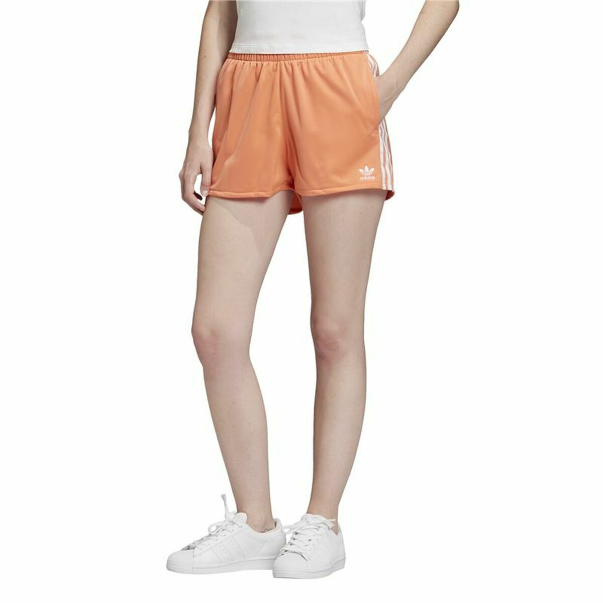 Sports Shorts for Women Adidas  3 Stripes  Orange-0