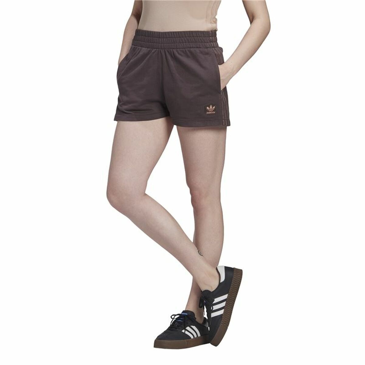 Sports Shorts for Women Adidas Originals 3 stripes Brown-1