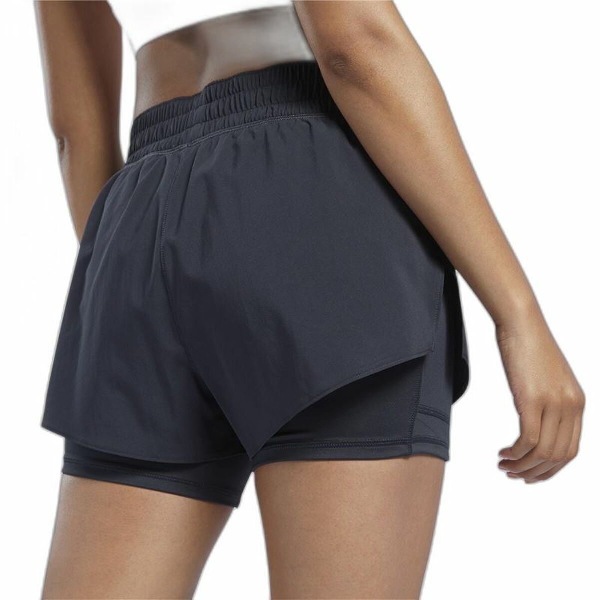 Sports Shorts for Women Reebok Wor Run 2 In 1 Short Black-5