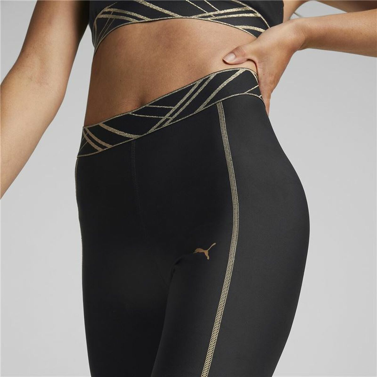 Sport leggings for Women Puma Deco Glam Black-3