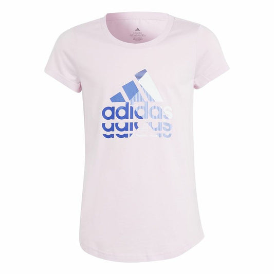 Child's Short Sleeve T-Shirt Adidas Graphic Pink-0