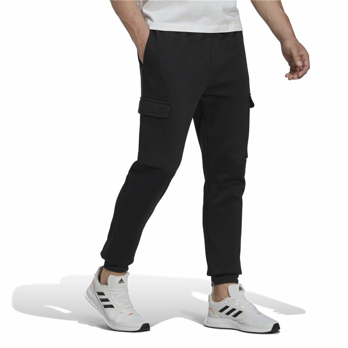 Long Sports Trousers Adidas Essentials Fleece Black Men-6