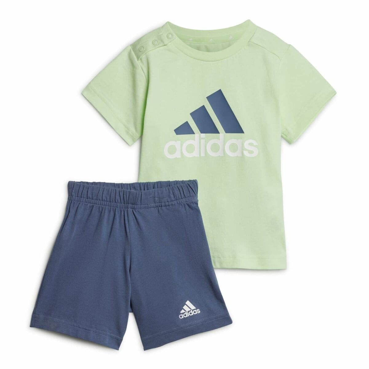 Sports Outfit for Baby Adidas Bl Cotton Set Infantil Blue Light Green-3